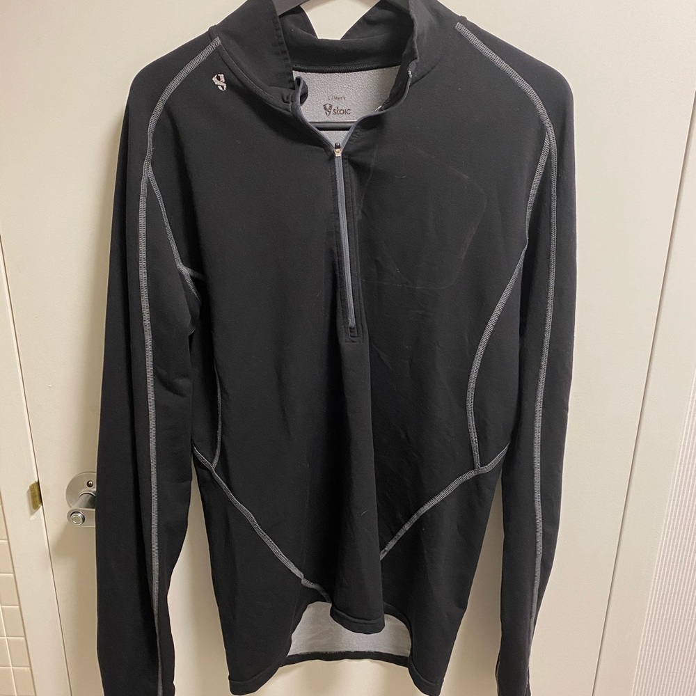 Stoic Mens Black 1/4 Zip Pullover Base Layer Mock Neck Long Sleeve Size Large